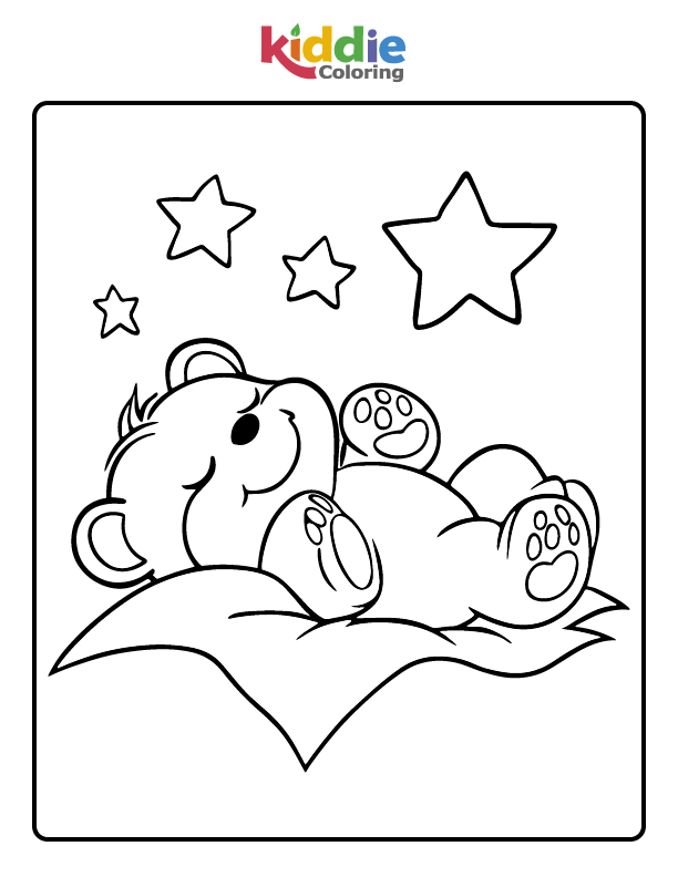 Free coloring page of a Baby Bear Sleeping