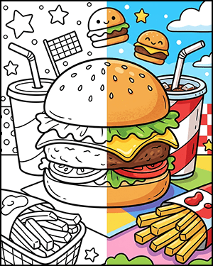 Free Printable Burger Coloring Pages for Kids